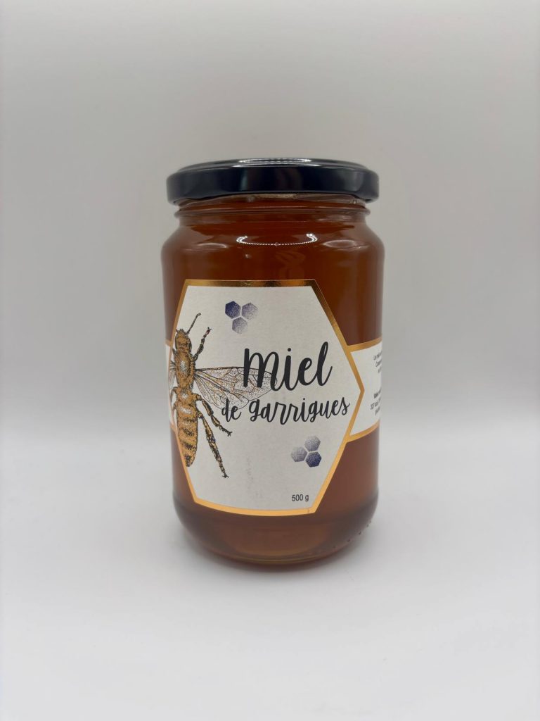 Pot de miel de garrigues 500 g aux notes florales et aromatiques inspirées des plantes sauvages.