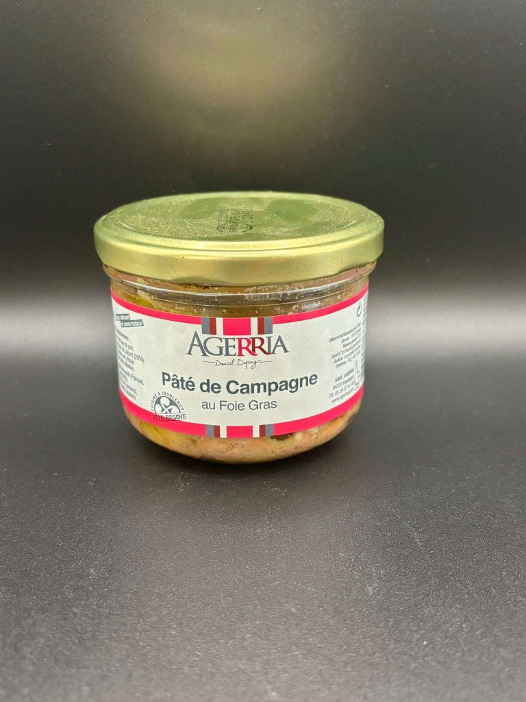 Pâté de campagne au foie gras Agerria, spécialité gourmande et authentique.