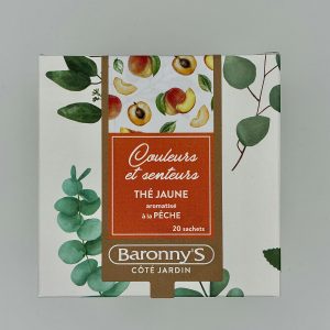 THÉ JAUNE " COULEURS ET SENTEURS"  AROMATISÉ A LA PECHE BARONNY'S COTÉ JARDIN