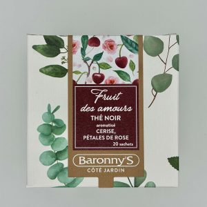 THÉ NOIR FRUITS DES AMOURS AROMATISÉ CERISE PÉTALE DE ROSE BARONNY'S COTÉ JARDIN