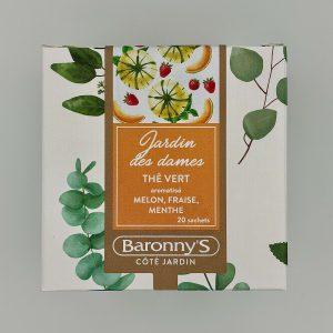 THÉ VERT " JARDIN DES DAMES" AROMATISÉ MELON FRAISE & MENTHE BARONNY'S COTÉ JARDIN