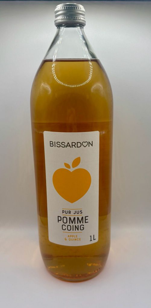 Jus de fruits pomme et coing de la marque Bissardon.