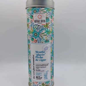 THÉ VERT GLACÉ EN VRAC AROMATISÉ MENTHE " GLACÉE " &  PECHE DE VIGNE QUAI SUD