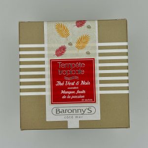 THÉ NOIR ET VERT" TEMPETE TROPICALE" SAVEUR MANGUE FRUIT DE LA PASSION BARONNY'S