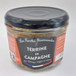 TERRINE DE CAMPAGNE AUX POIVRONS ROUGES ET OLIVES