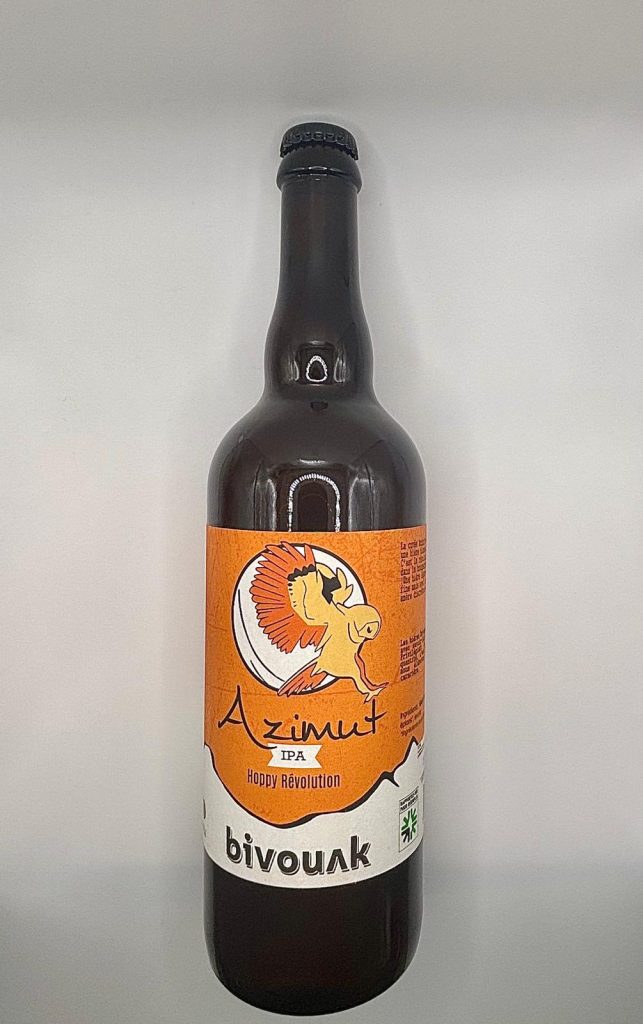 Bouteille de bière Azimut IPA Hoppy Evolution de Bivouak, bière artisanale houblonnée