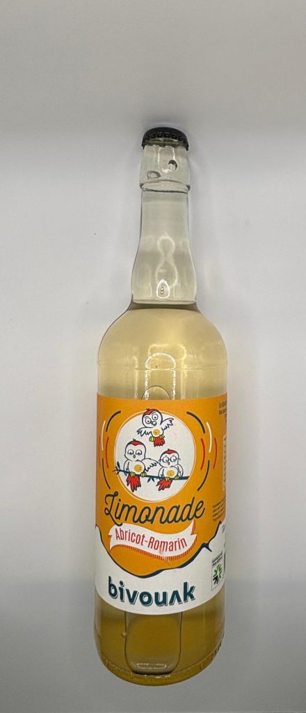Bouteille de limonade Abricot Romarin de Bivouak, artisanale et rafraîchissante