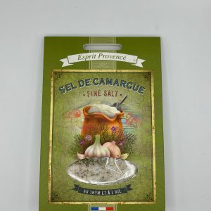 Sel de Camargue au thym et à l’ail de la marque Esprit Provence.