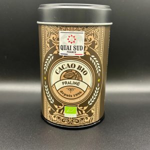 Paquet de cacao Bio* Praliné de la marque Quai Sud, poudre gourmande pour boissons chaudes et desserts, issu de l’agriculture biologique