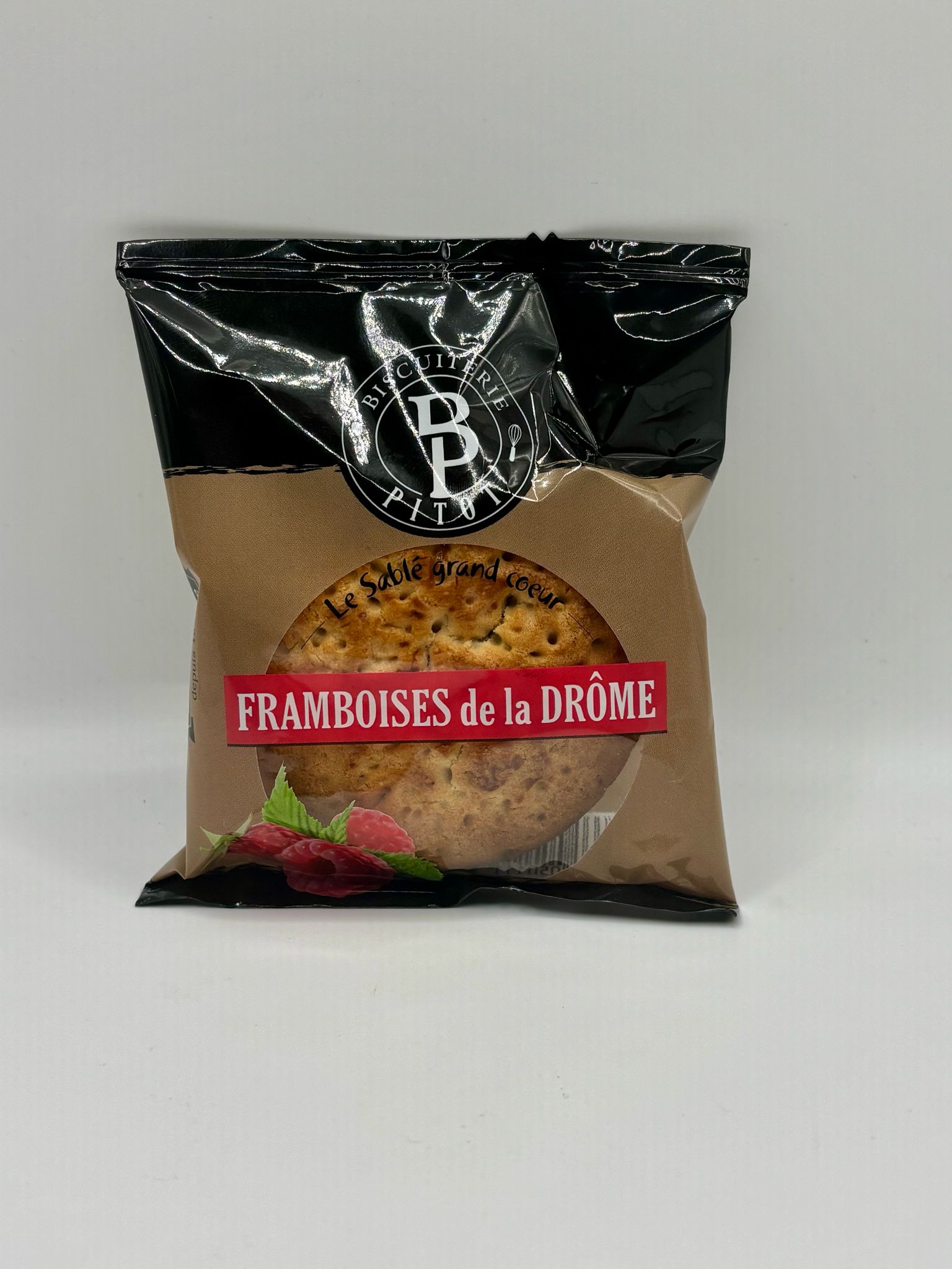 Sablé fourré à la framboise de la Drôme.