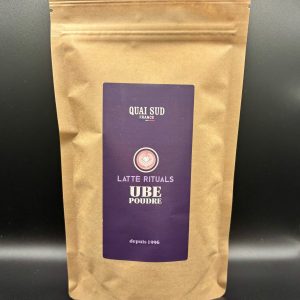 Paquet de Ube Latte en poudre de la marque Quai Sud, boisson gourmande violet clair, idéal pour cafés et lattes maison