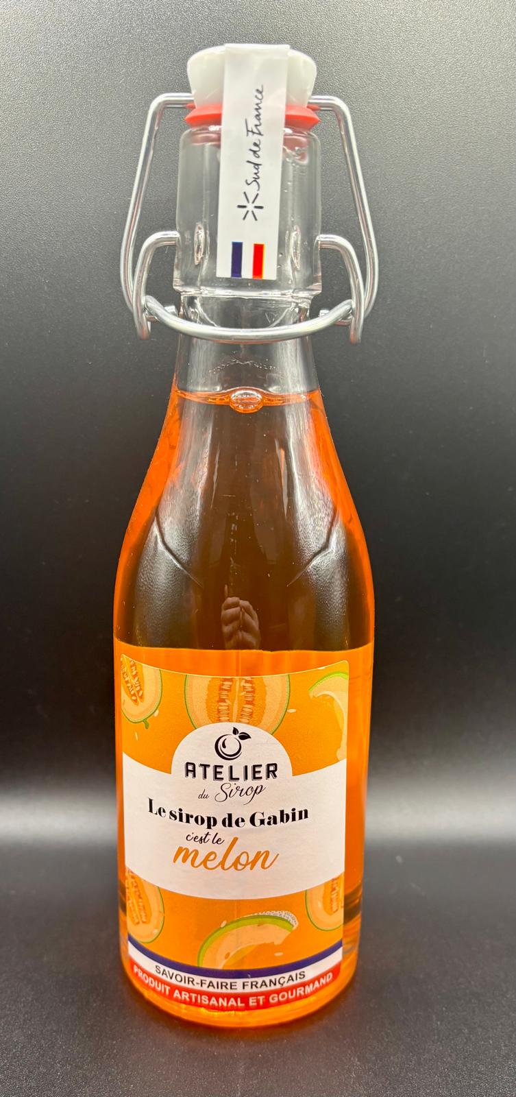 Bouteille de sirop de melon de la marque L’Atelier du Sirop, idéal pour boissons, cocktails et desserts gourmands