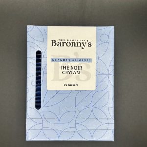 Boîte de thé noir Ceylan de la marque Baronny’s, infusion classique aux notes vives et aromatiques