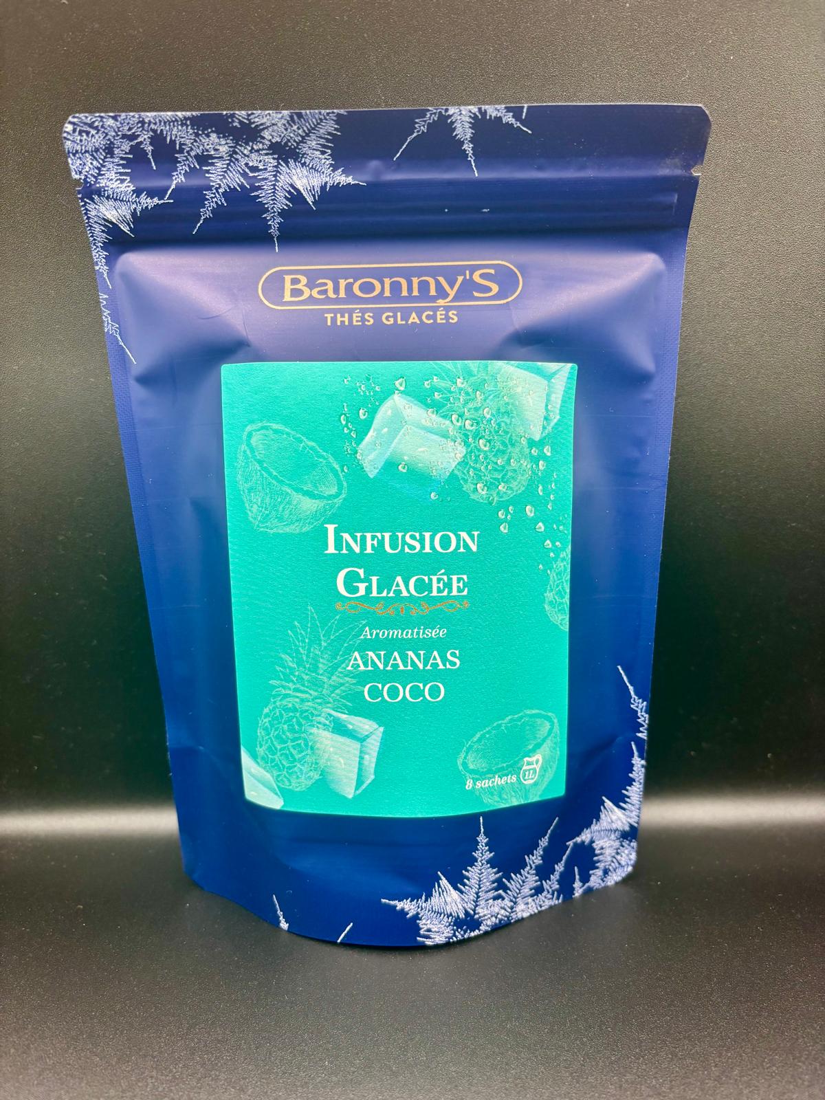 Infusion glacée aromatisée ananas coco aux saveurs tropicales et fruitées.