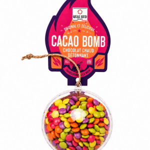 Bombe cacao Quai Sud aux dragées chocolat au lait pour chocolat chaud gourmand.